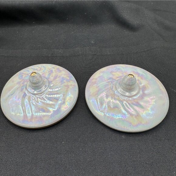 Vintage Czech Lusterware Floral Lidded Mugs Set of 2 Gold Handle Iridescent - Picture 4 of 11